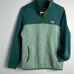 LL Bean Small Fleece Pullover Snap Quarter New
